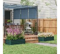 Outsunny 2pc Outdoor Planter Box, Galvanised Steel - Green, Green