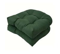 Set of 2 Outdoor Tufted Round Corner Cushions for Patio Furniture - 19"x19" U Shaped Wicker Chair Replacement Cushions Soft Overstuffed Loveseat Mats Yellow