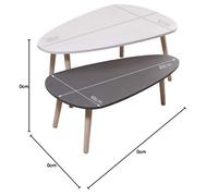Set of 2 Oval Coffee Tables, Scandinavian Style with Solid Wood Legs, Modern White & Gray Center Tables (98x61x39cm & 88x48x33cm) for Living Room, Stylish Home Decor