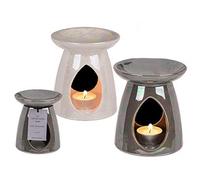 Set Of 2 Oval Shape Wax Melt Burner - Ceramic, Essential Oil Burners | Love Decor Pattern, Scented Diffuser, Warmer | Home, Bedroom Holder | Candle Aromatherapy | Xmas Gift Set