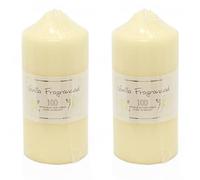 Set of 2 Over-Dipped Vanilla Fragranced Pillar Candle | 100 Hour Cream Wax Church Pillar Candle | Scented Decorative Votive Lantern Candle