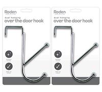 Set of 2 Over The Door Hooks Hanging Clothes Towels Coat Storage Chrome Finish