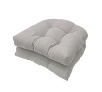 Set of 2 Overstuffed Outdoor Chair Cushions 19"x19" U-Shape, Light Gray Wicker Dining Seat Pads, Garden Loveseat Replacement Cushions for Comfort and Style