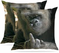 Set of 2 Pack Cushion Covers Soft Short Plush Funny Gorilla Throw Pillow Cover Home Pillow Case Pillowcases for Tent Park Bed Sofa Chair Bedroom Decorative Balcony 40x40cm 16x16inch