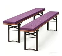 Set Of 2 Padded Beer Bench Cushions 4cm Thick Waterproof Seat Pads For Beer Table Sets Indoor Outdoor Use,Washable Covers Bench Cushions For Party Tents Garden Benches,Purple,200x30x4cm