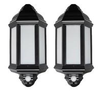 Set of 2 Park - Black LED Half Lanterns with PIR Motion Sensor First Choice Lighting Black One Size