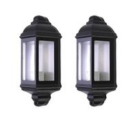 Set of 2 Parkins - Black Outdoor Half Lantern Wall Lights