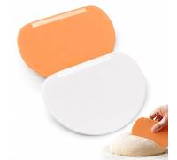 Set of 2 Pastry Scrapers, Plastic & Silicone Dough Cutter and Shaper, Non-Scratch Baking Tools, Multi-Purpose Kitchen Utensils for Dough, Batter Mixing & Food Scraping, Dishwasher Safe