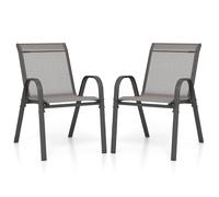 Set of 2 Patio Chairs Outdoor Garden Stackable Metal Dining Armchair