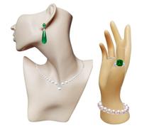 Set of 2 Pcs Jewelry Mannequin Display Set Head Bust Holder Female Mannequin Hand Model For Display Bracelet Ring Earring Stand For Selling Show Home Decor, Skin Color