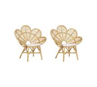 Beliani Set Of 2 Peacock Chairs Florentine Rattan Natural