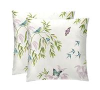 Set of 2 Personalized Decorative Throw Pillow Case Cushion Cover Arthouse Vintage Halcyon Days Cream Birds, Butterf