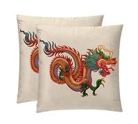 Set of 2 Personalized Decorative Throw Pillow Case Cushion Cover Chinese New-Year Dragon