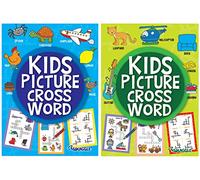 Set of 2 Picture Crossword Books for Kids Activity Cross Words for Ages 3 Years+
