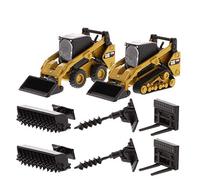 Set of 2 Pieces CAT Caterpillar 272D2 Skid Steer Loader and CAT Caterpillar 297D2 Multi Terrain Track Loader with Accessories 1/64 Diecast Models by Diecast Masters 85609