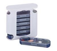 Set of 2 Pill Boxes 7-Day Medicine Organiser 4-Compartments Weekly Blue/White
