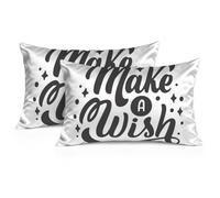 Set of 2 Pillow Case Relationship Make A Wish Lettering Soft Pillow Cases Headteacher Nannie Gift Men Gifts Godfather Gifts Birthday for Women, 50X70cm