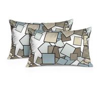 Set of 2 Pillow Case Soft Pink Pastel Squares Anti Wrinkle Satin Pillowcase Daughter Granny Grandmother Gift Present for Mum Gift for Men Birthday Gifts Best Friend Female, 60X100cm