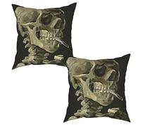 Set Of 2 Pillow Covers, A Skeleton With Burning Cigarette Print Throw Pillow Covers Decorative Pillow Case Cushion Cover For Sofa Car Livingroom Bedroom