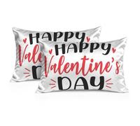 Set of 2 Pillow Covers Cousin Red Valentine Heart Satin Pillow Case Husband Presents for Boyfriend Small Gifts for Men Gifts Female Friend Mothers Birthday, 50X80cm