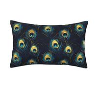 Set Of 2 Pillowcases Elegant Peacock Feathers Print Plush Throw Pillow Covers Home Decor Colorful Chair Pillowcases, For Patio, Bar, Garden, 40X60Cm