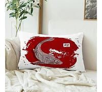 Set Of 2 Pillowcases Hand Drawn Meaning Tattoo Koi Fish Coloring Japanese Carp Animals Yin Doodle Abstract Zen Pillow Case Comfortable Home Decor Pillowcases, For Bar, Couch, Home, 40X60Cm