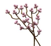 Set of 2 Pink Berries Felt Branch with Bendable Stem Approx 30cm Handmade Decorative Flowers for Vase - For Custom Creations That Last, Fair Trade, Realistic Artificial Flowers