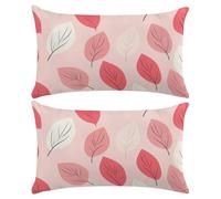 Set of 2 Pink Cushion Covers 40x60 cm Soft Velvet Sofa Cushions Rectangle Decorative Pillows for Bed 16x24 Inches Leaf Pillowcases Throw Pillow Covers for Couch Sofa Living Room Bedroom Decor (XY165)