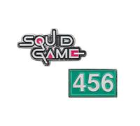 Cinereplicas Squid Game & Player 456-3 cm Set of 2 Pins - Officially Licensed, 100% Zinc Alloy, No Gemstone
