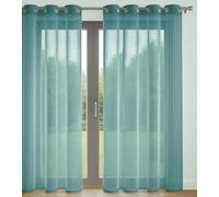Set of 2 Plain Voile Curtains with 8 Eyelets 140 x 240 cm Duck Egg Blue - Bright and Decorative - Protects from Outdoors