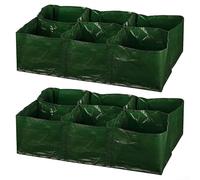 Set of 2 Plant For growing Bags with 4 and 6 Grid Compartments for Vegetables and Potatoes, Featuring Drainage Hole Design and Breathable Fabric for Root Aeration (B)