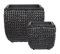 Set of 2 Plant Pots BERBERIS 34/45 cm PE Rattan Black