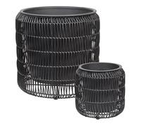 Beliani Set Of 2 Plant Pots Brodiea Pe Rattan 26/45 Cm Black