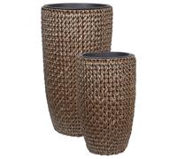 Set of 2 Plant Pots CEDRUS 37/45 cm PE Rattan Brown