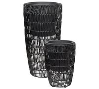 Set of 2 Plant Pots CHELONE 26/34 cm PE Rattan Black