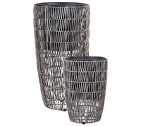 Set of 2 Plant Pots CHELONE 26/34 cm PE Rattan Brown
