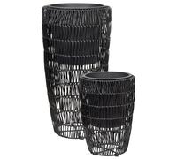 Beliani Set Of 2 Plant Pots Chelone 26/34 Cm Pe Rattan Black