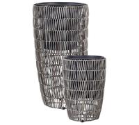 Set of 2 Plant Pots CHELONE PE Rattan Brown