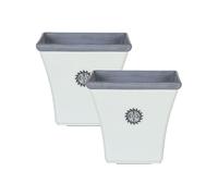 Beliani Set Of 2 Plant Pots Elateia 32 Cm White