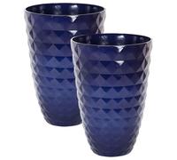 Beliani Set Of 2 Plant Pots 42 Cm Navy Blue Feriza