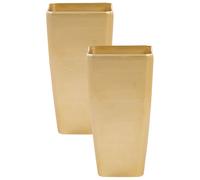 Beliani Set Of 2 Flower Pots 30 X 30 X 57 Cm Gold Modi