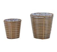 Beliani Set Of 2 Plant Pots Sarti Pe Rattan 24/31 Cm Brown