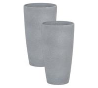 Set of 2 Plant Pots Stone 23 x 23 x 43 cm Grey ABDERA