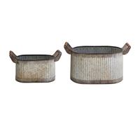 Set of 2 Plant Pots TULIPE Metal 31/41 cm Grey