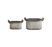 Set of 2 Plant Pots TULIPE Metal 31/41 cm Grey