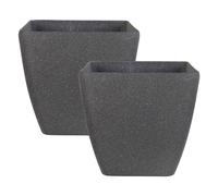 Beliani Set Of 2 Plant Pots Zeli 34cm Dark Grey, Grey