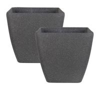 Beliani Set Of 2 Plant Pots Zeli 49cm Dark Grey, Grey