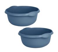 (Set of 2) Plastic 5L Litre Navy Round Washing Up Bowl Sink Tidy Organizer 28 CM Multipurpose Basin Mixing Washing Up Bowl Cleaning Tub Ideal For Home Sinks Kitchen Camping Caravans Motorhomes