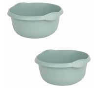 (Set of 2) Plastic 7L Litre Silver Sage Round Washing Up Bowl Sink Tidy Organizer 32 CM Multipurpose Basin Mixing Washing Up Bowl Cleaning Tub Ideal For Home Sinks Kitchen Camping Caravans Motorhomes