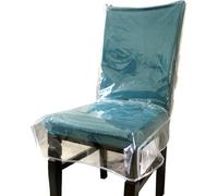 Set Of 2 Plastic Dining Chair Covers With Backrests, Waterproof Transparent Pvc Protection, Fits 53.3X45.7 Cm (Wxd)